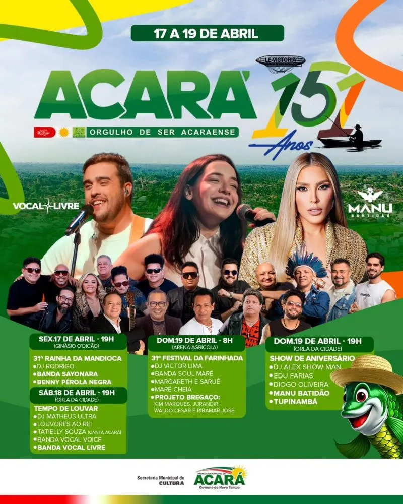 Acará celebra 151 anos com programação especial voltada à cultura, tradição e lazer